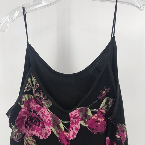Mi Ami Mini Sundress Black Pink Velveteen Flowers Strappy lined #A9 - Picture 6 of 9